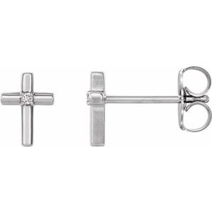 Sterling Silver .01 CTW Natural Diamond Cross Earrings