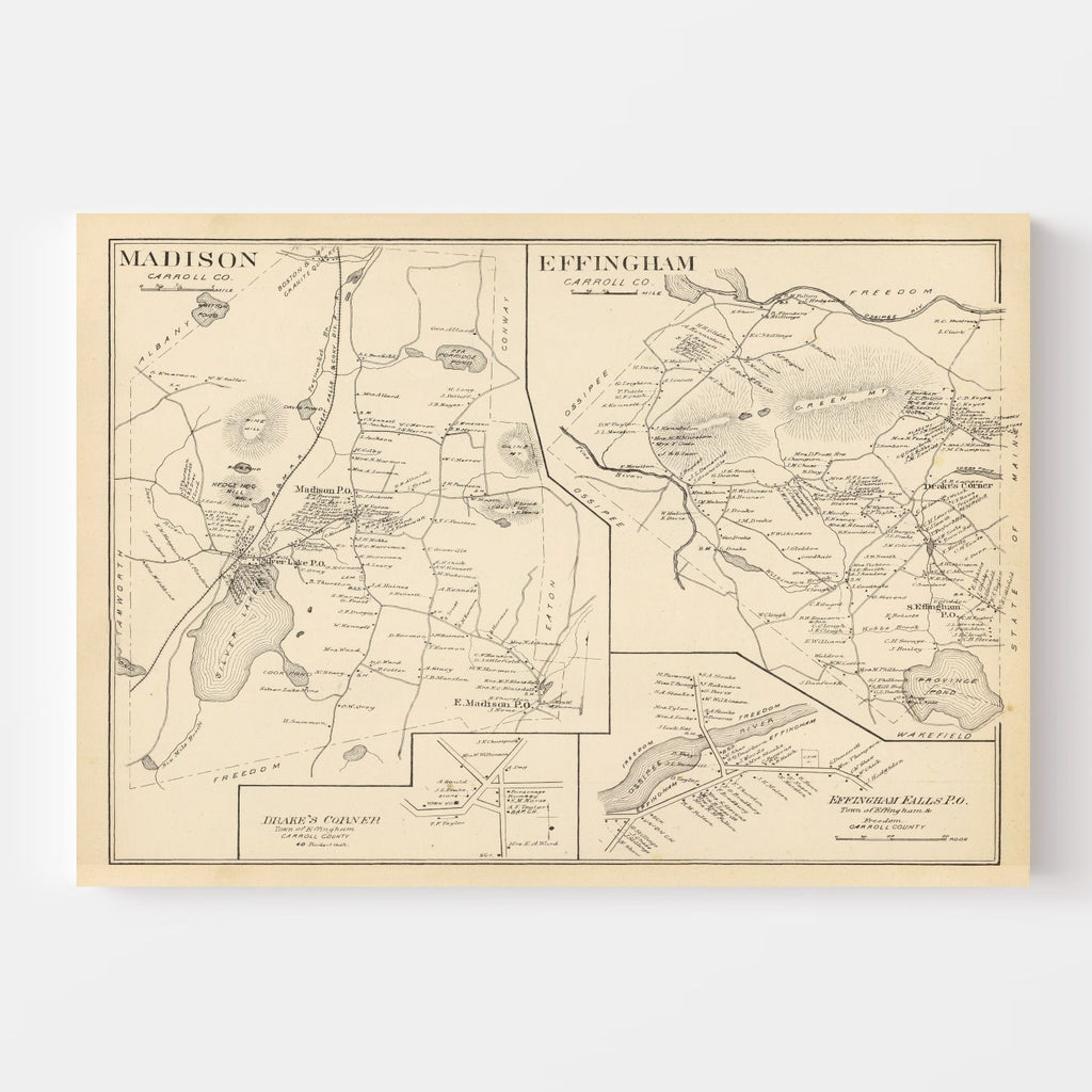 Vintage Map of Effingham, New Hampshire 1892