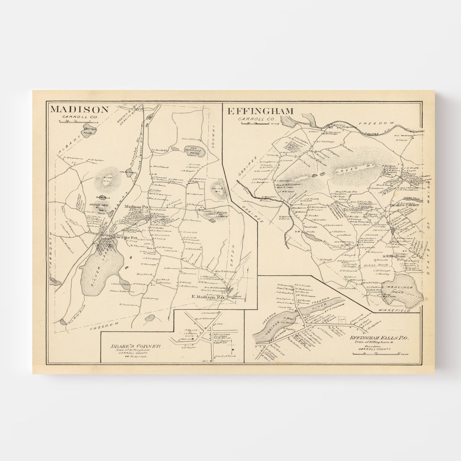 Vintage Map of Effingham, New Hampshire 1892