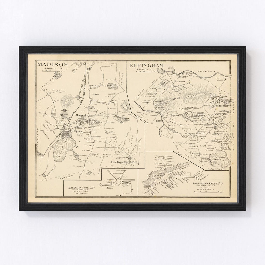 Vintage Map of Effingham, New Hampshire 1892