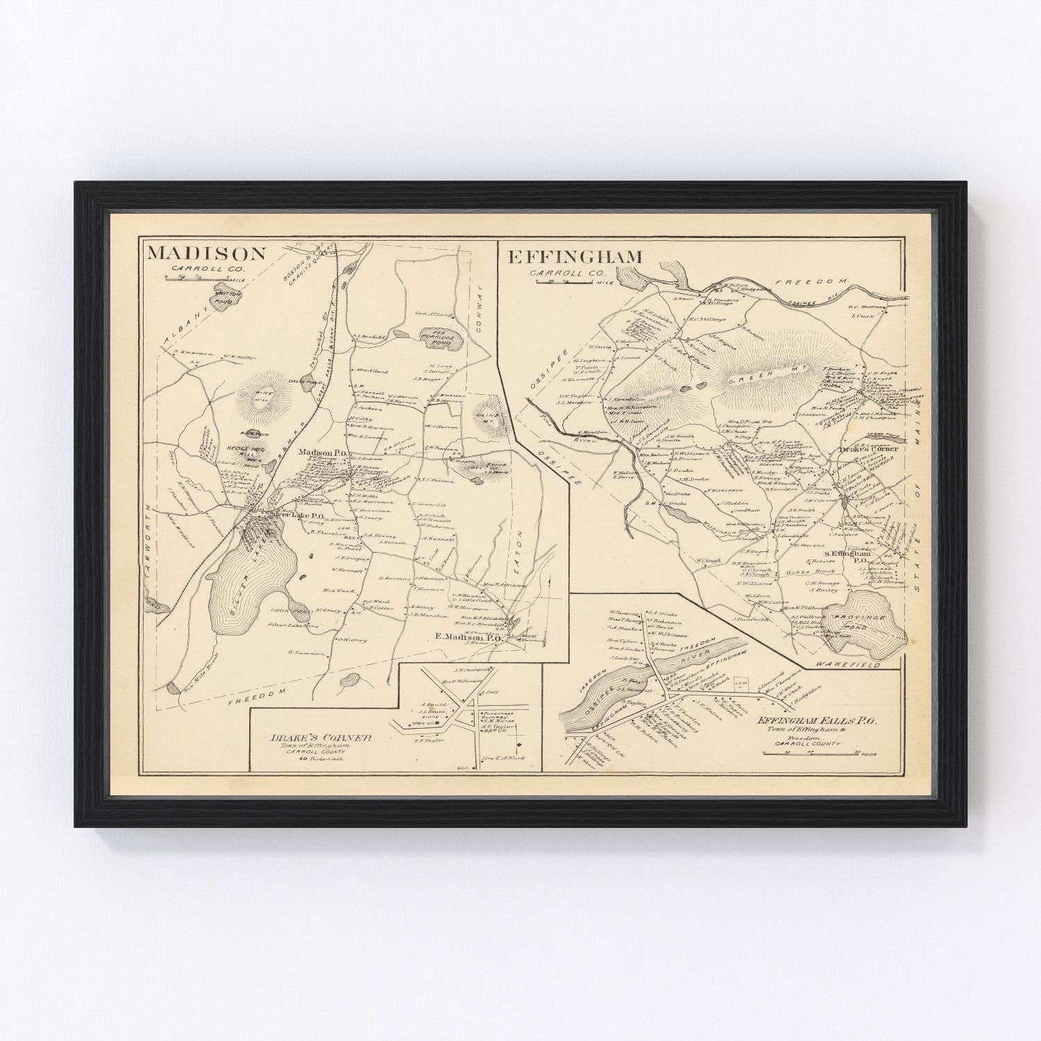 Vintage Map of Effingham, New Hampshire 1892