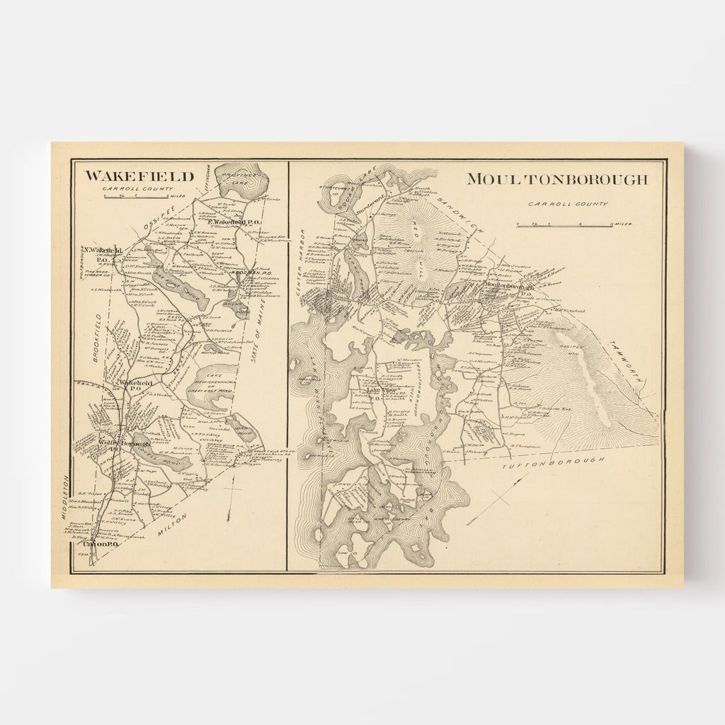 Vintage Map of Moultonboro, New Hampshire 1892