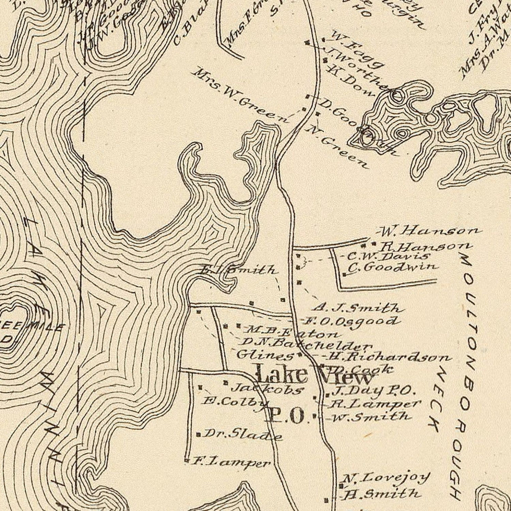 Vintage Map of Moultonboro, New Hampshire 1892