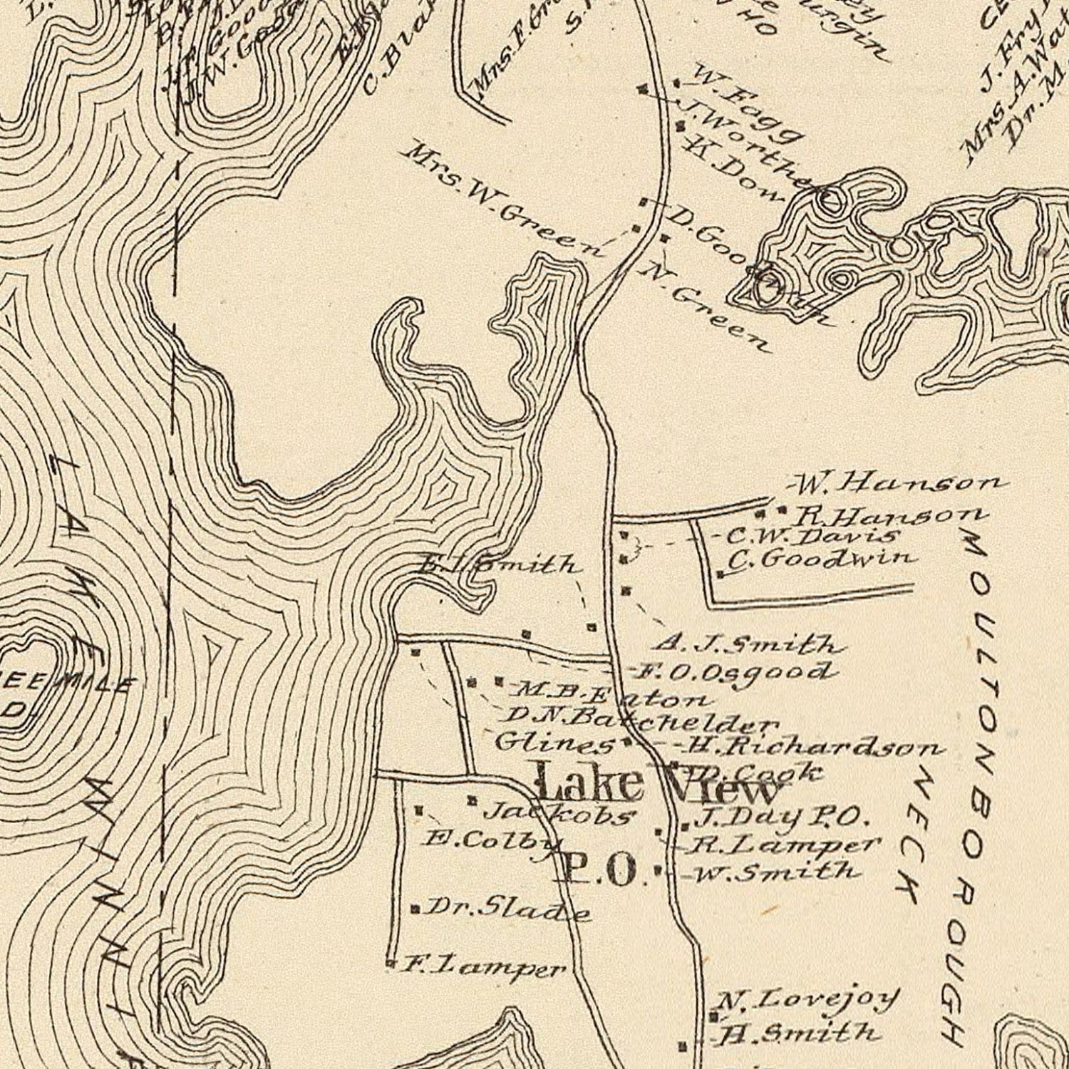 Vintage Map of Moultonboro, New Hampshire 1892