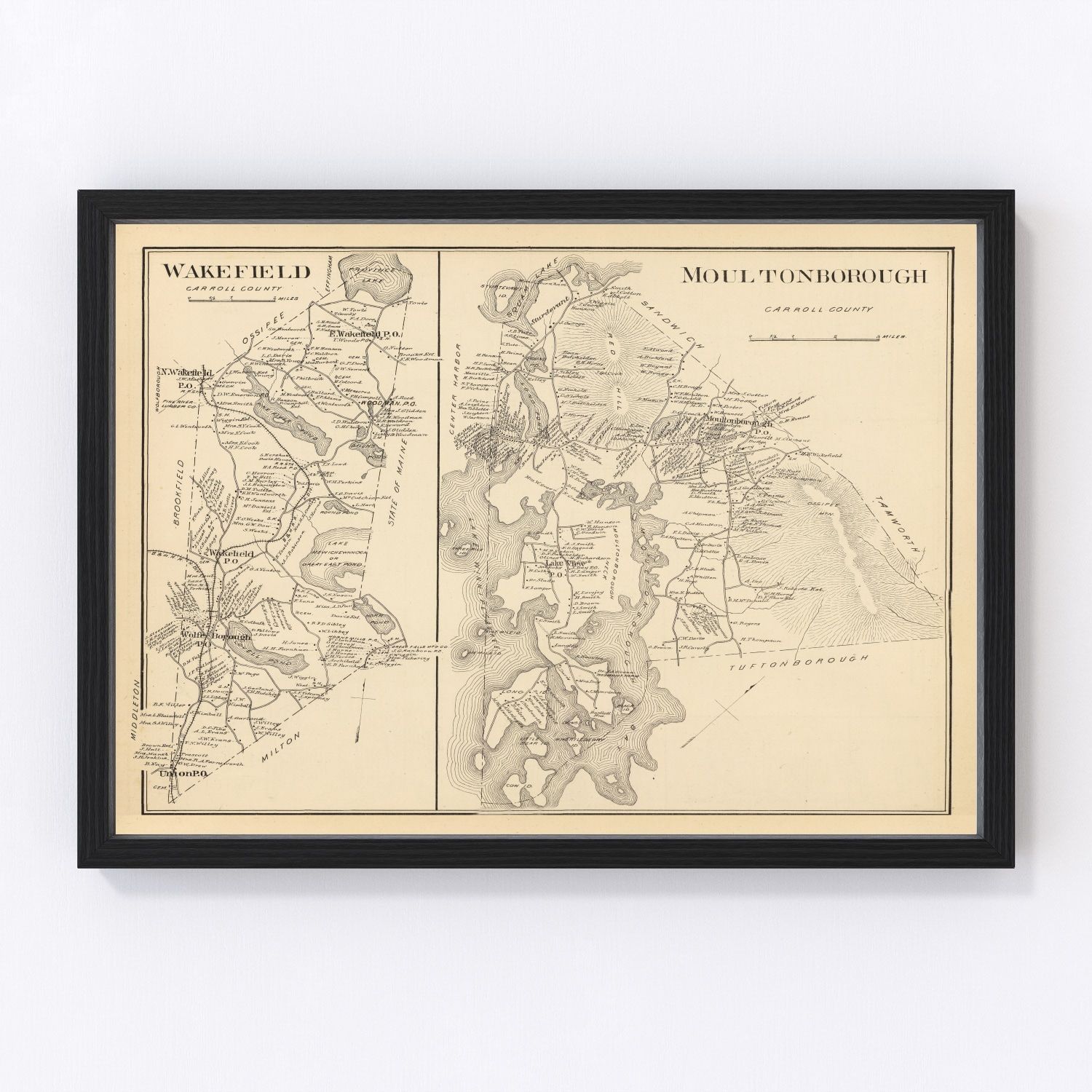 Vintage Map of Moultonboro, New Hampshire 1892
