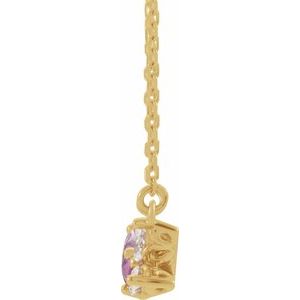 14K Yellow Gold Natural Pink Sapphire & 1/6 CTW Natural Diamond 16" Necklace