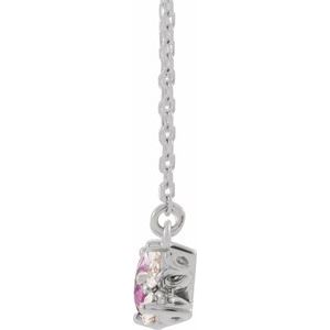 Platinum Natural Pink Sapphire & 1/6 CTW Natural Diamond 16" Necklace