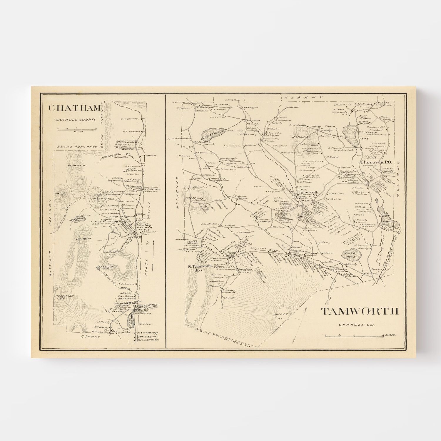 Vintage Map of Chatham, New Hampshire 1892