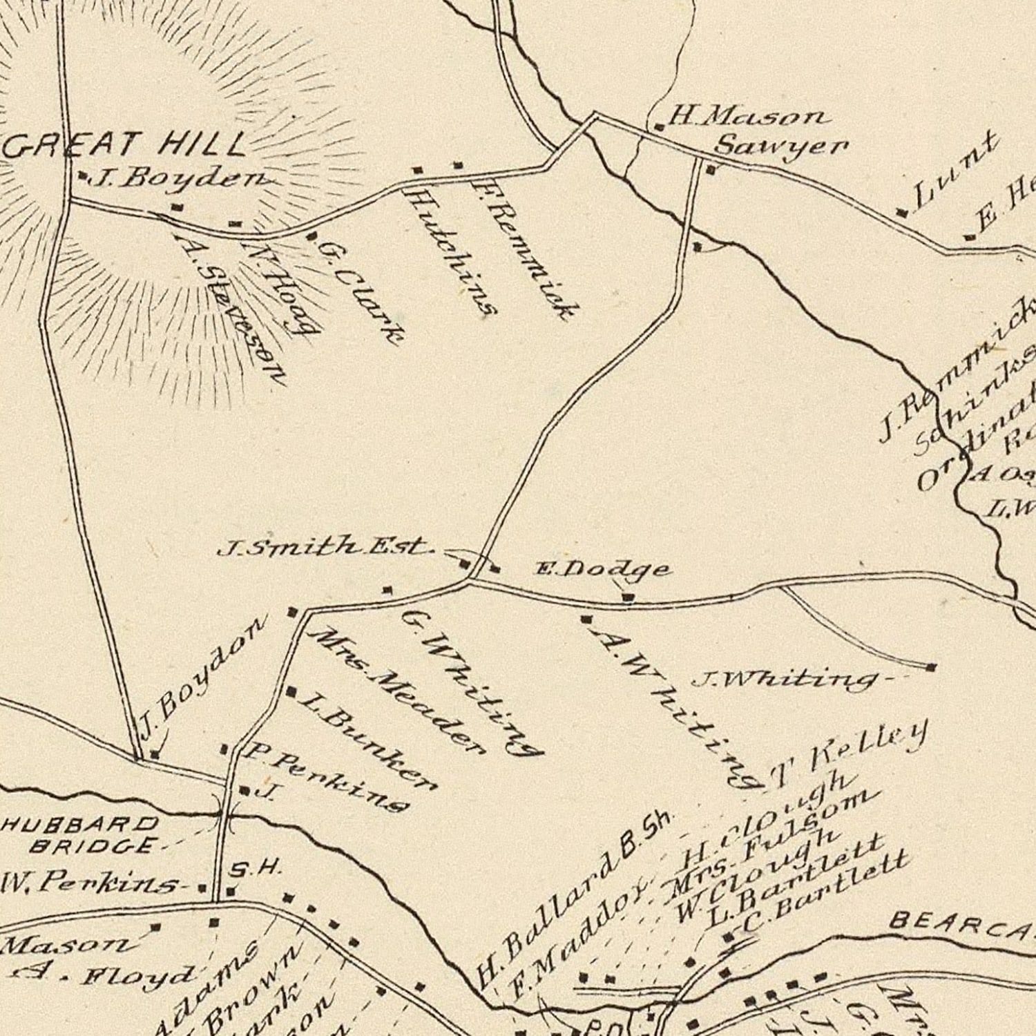 Vintage Map of Chatham, New Hampshire 1892