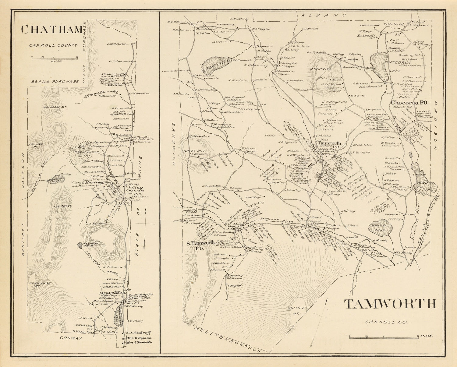 Vintage Map of Chatham, New Hampshire 1892