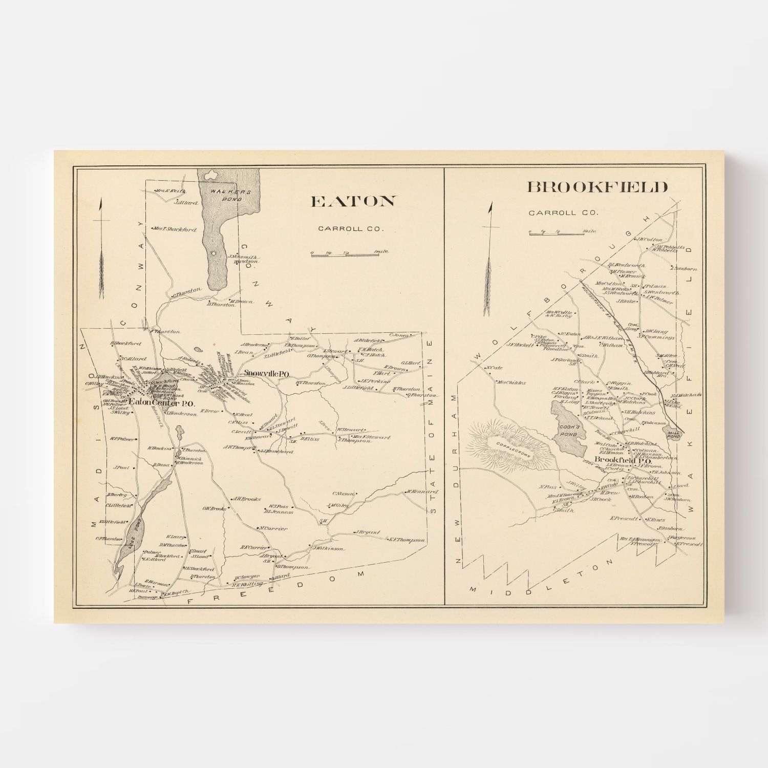Vintage Map of Brookfield, New Hampshire 1892