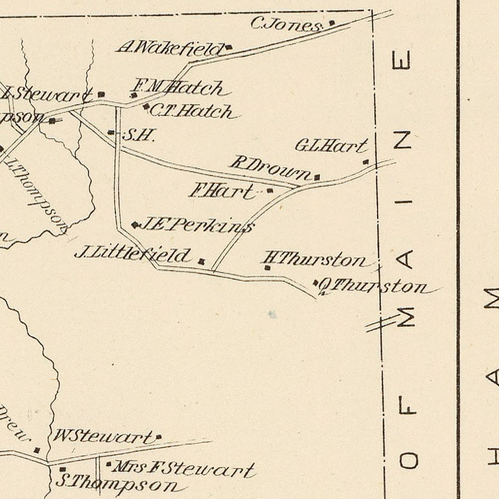 Vintage Map of Brookfield, New Hampshire 1892