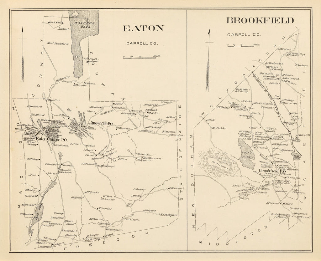 Vintage Map of Brookfield, New Hampshire 1892