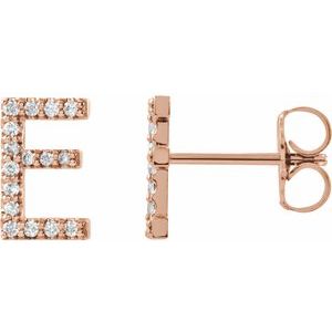 14K Rose Gold 1/8 CTW Natural Diamond Initial E Earrings