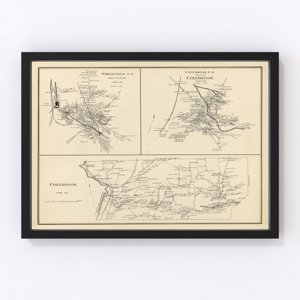 Vintage Map of Colebrook, New Hampshire 1892
