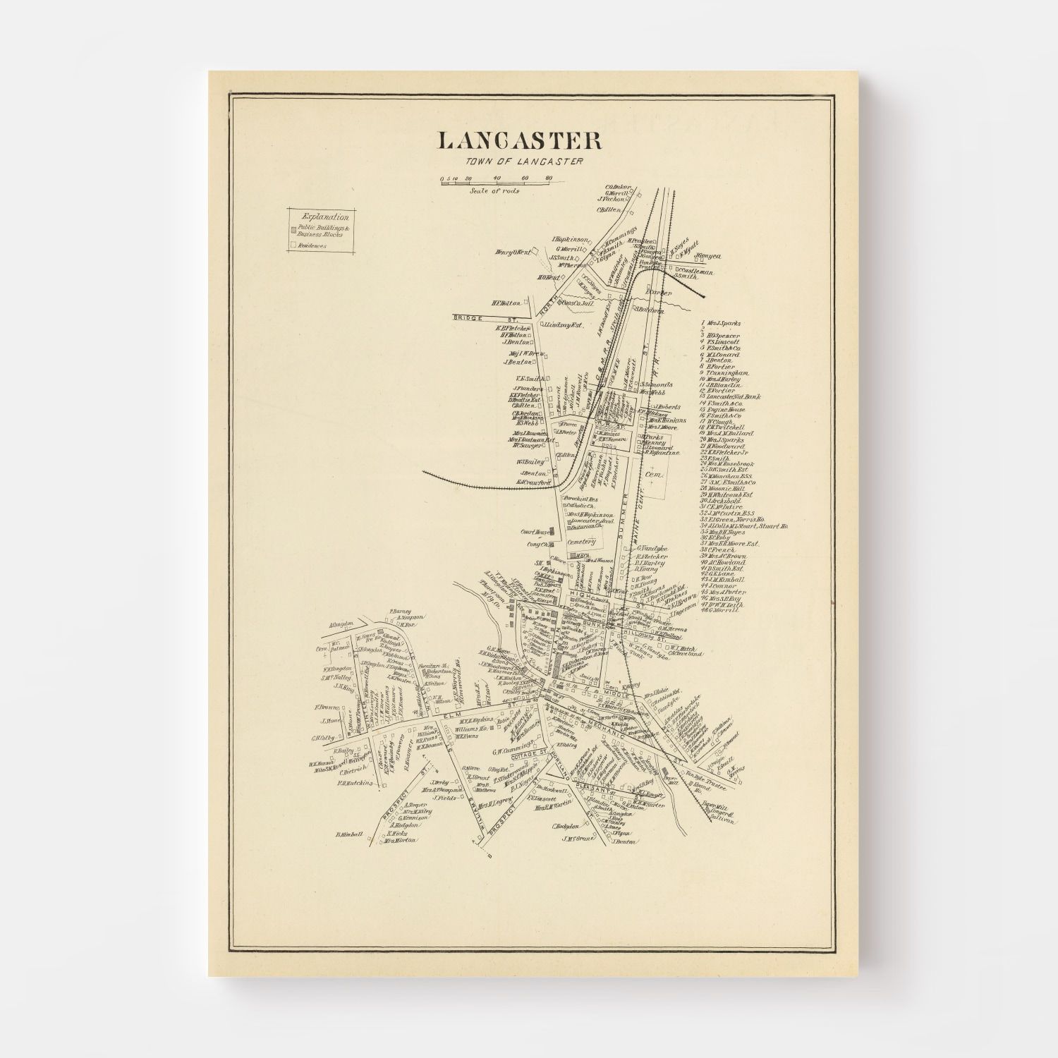 Vintage Map of Lancaster, New Hampshire 1892