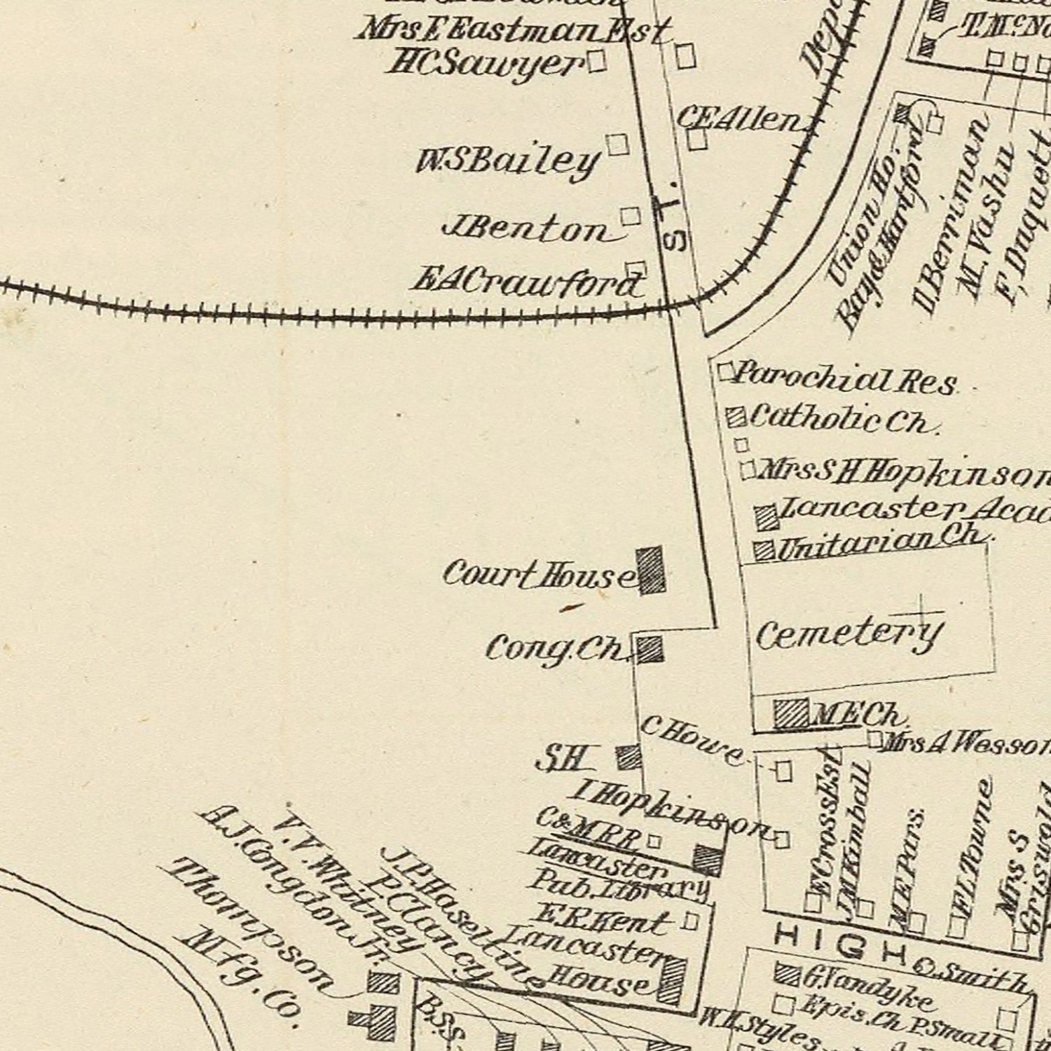 Vintage Map of Lancaster, New Hampshire 1892