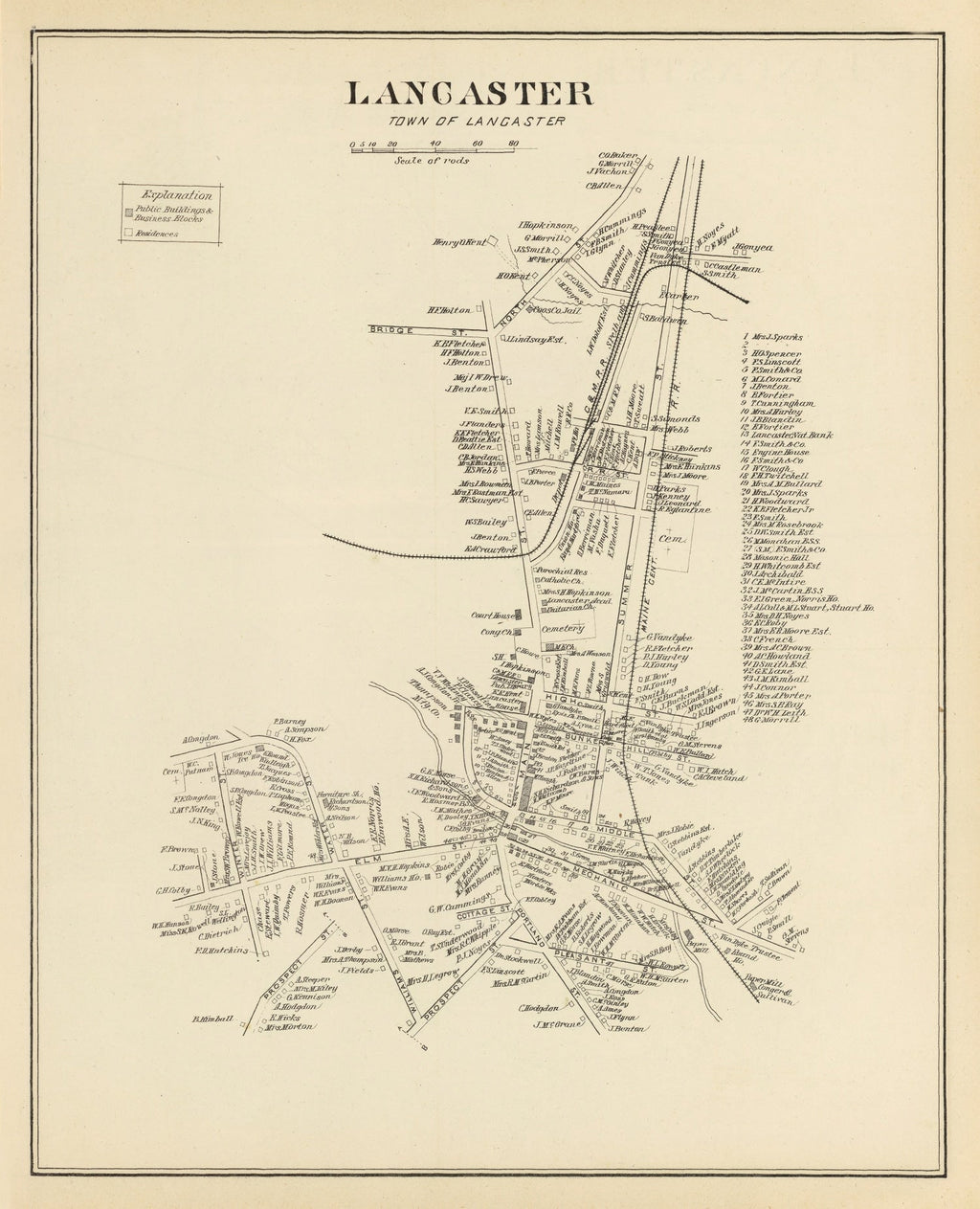 Vintage Map of Lancaster, New Hampshire 1892