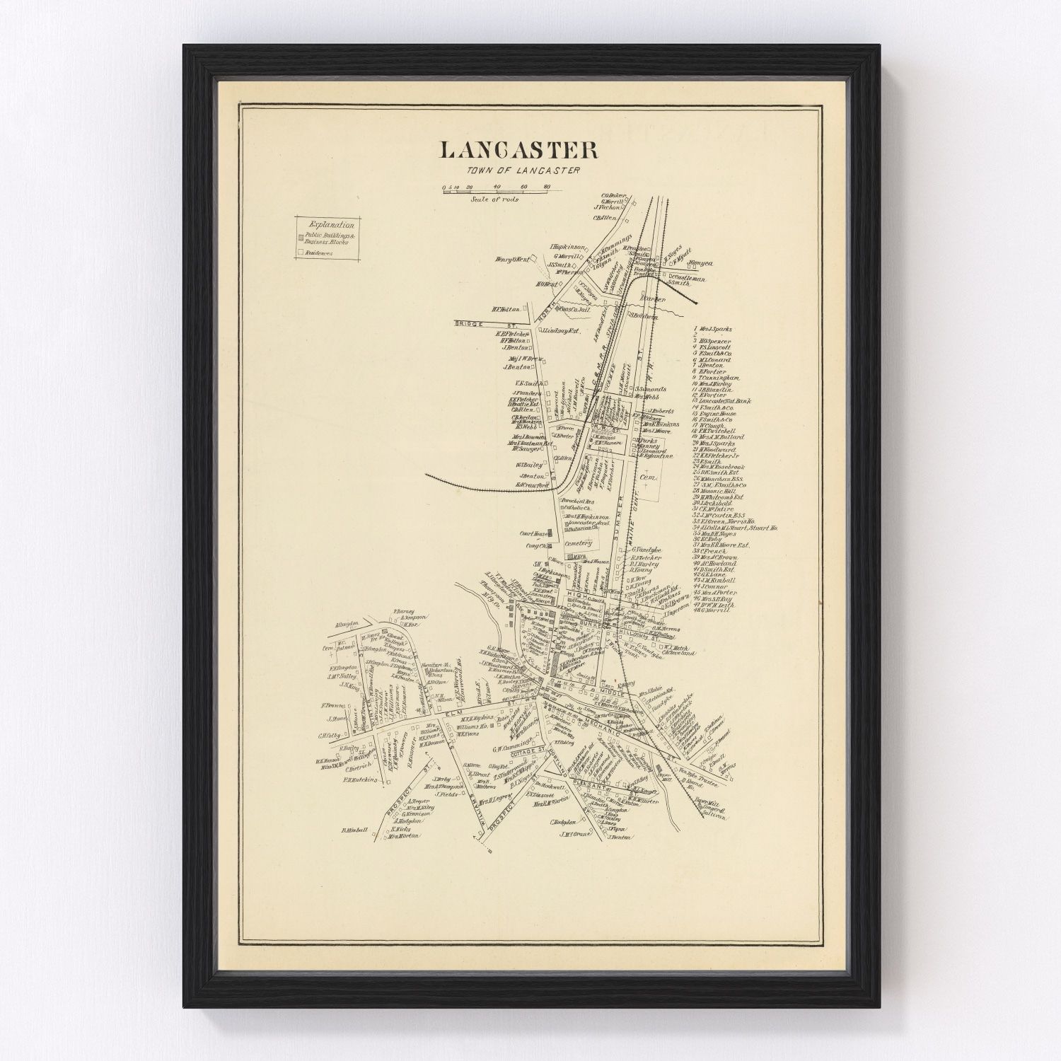 Vintage Map of Lancaster, New Hampshire 1892