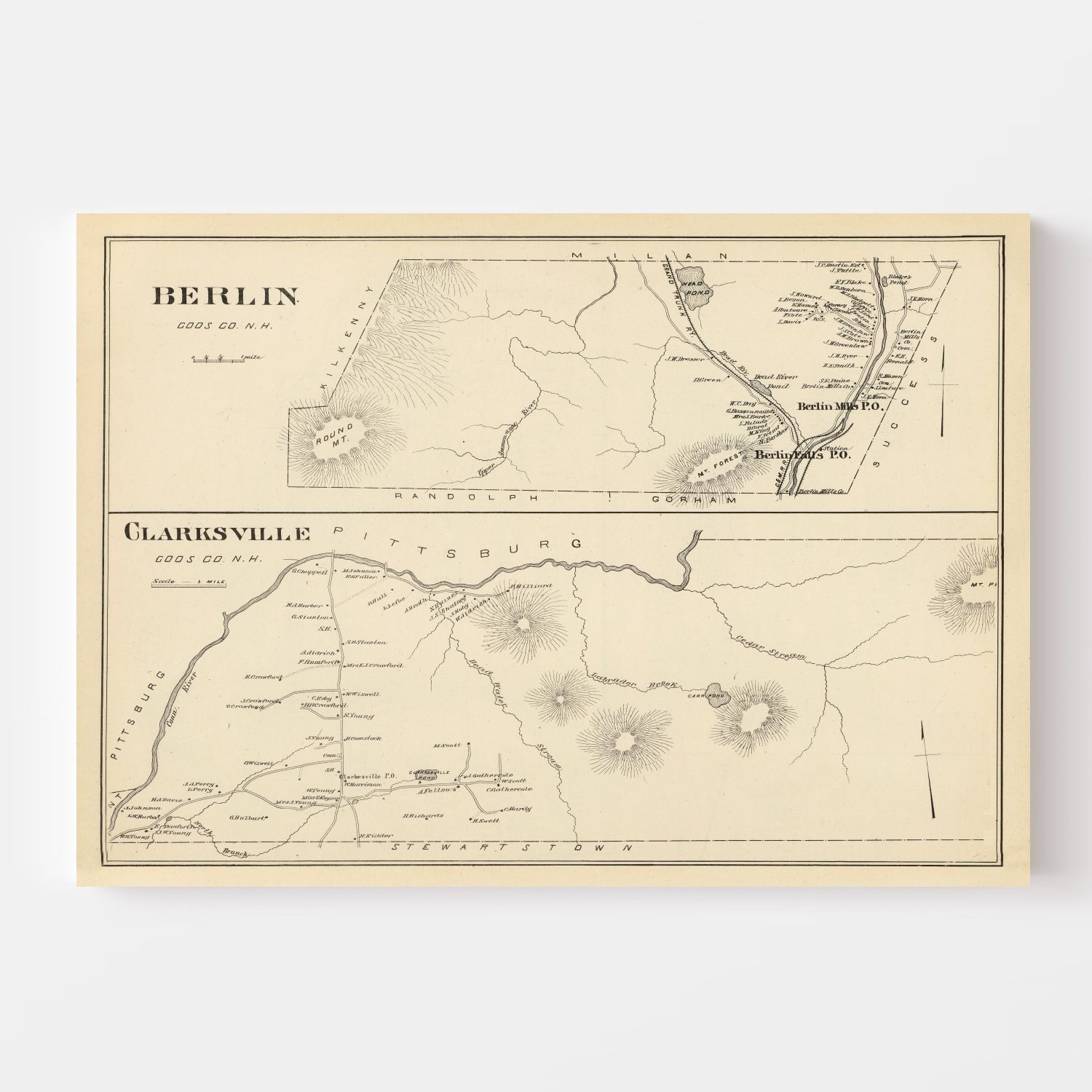 Vintage Map of Berlin, New Hampshire 1892