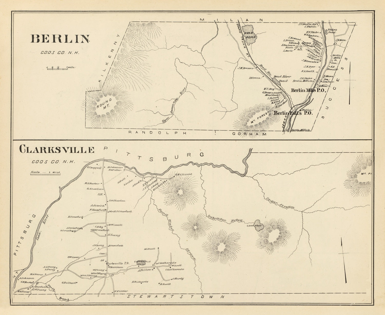 Vintage Map of Berlin, New Hampshire 1892