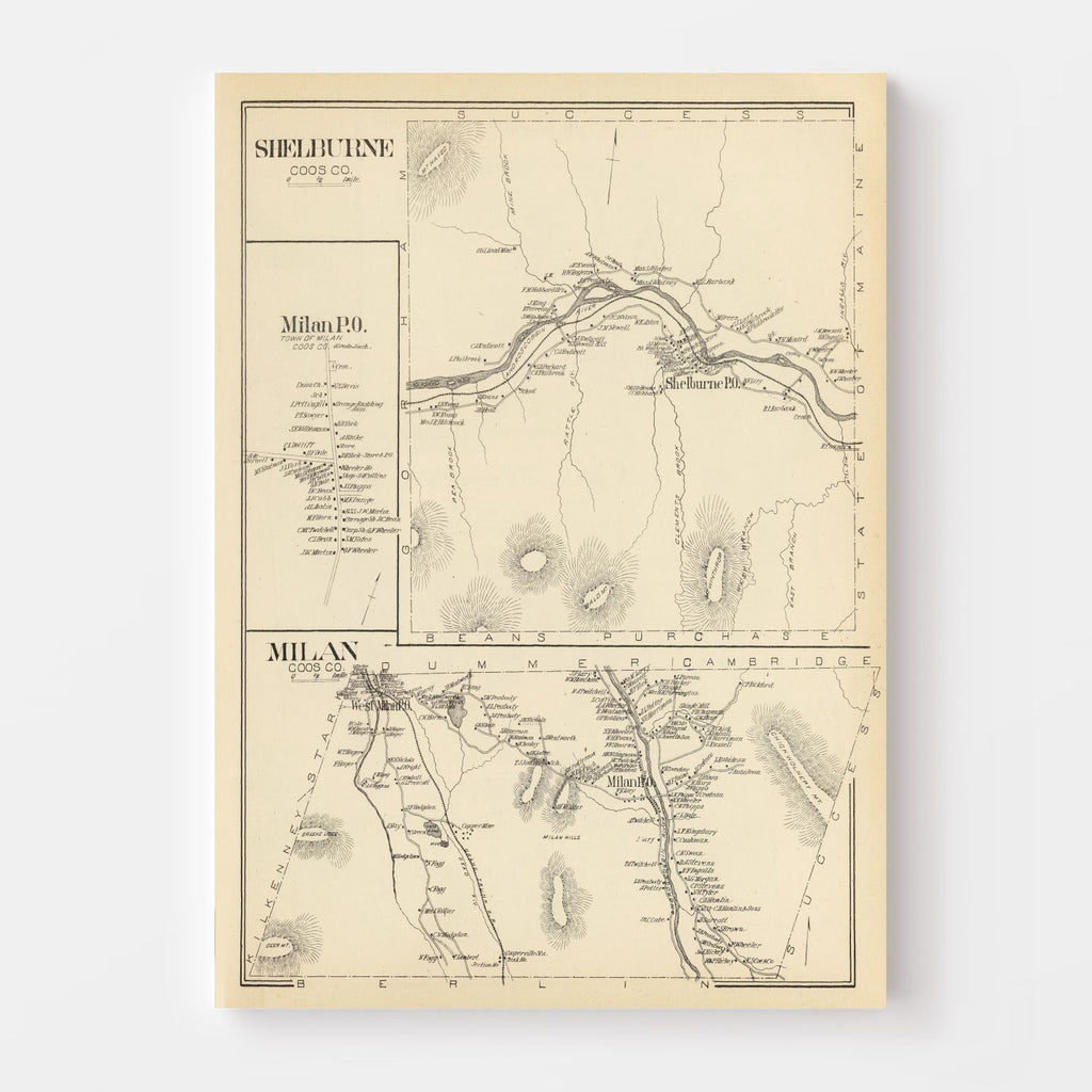 Vintage Map of Milan, New Hampshire 1892