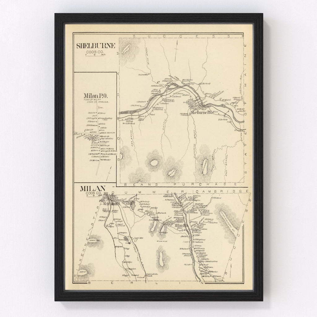 Vintage Map of Milan, New Hampshire 1892