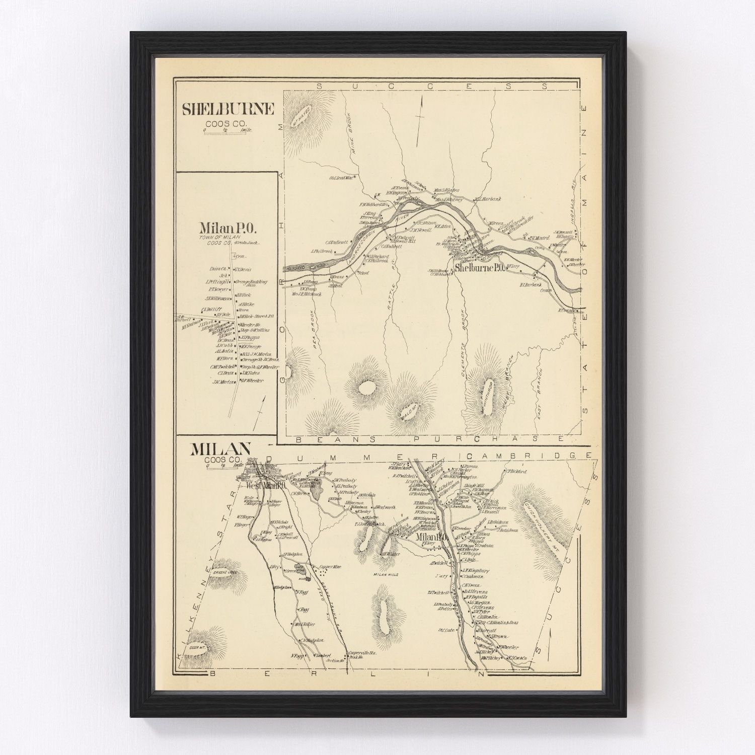 Vintage Map of Milan, New Hampshire 1892