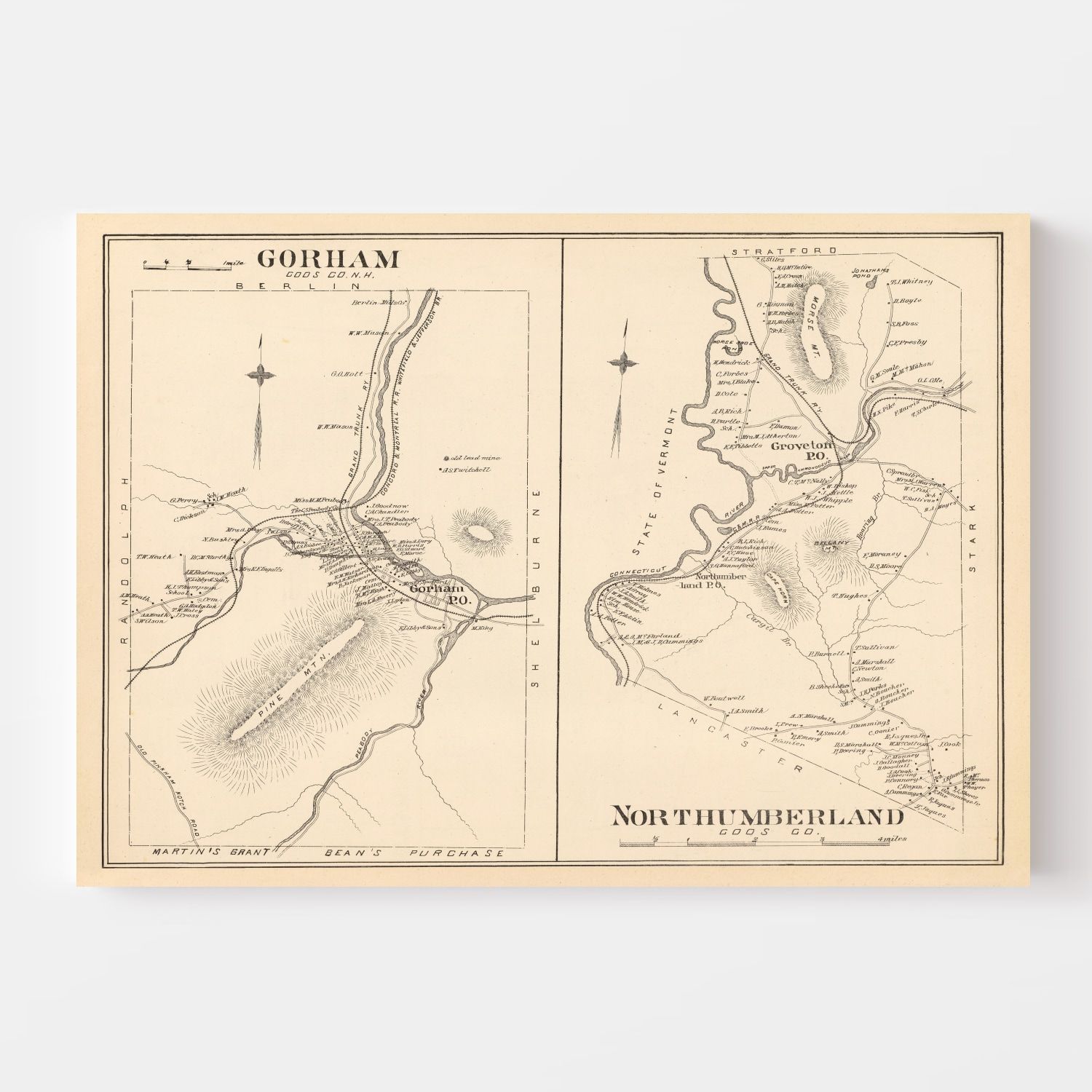 Vintage Map of Gorham, New Hampshire 1892