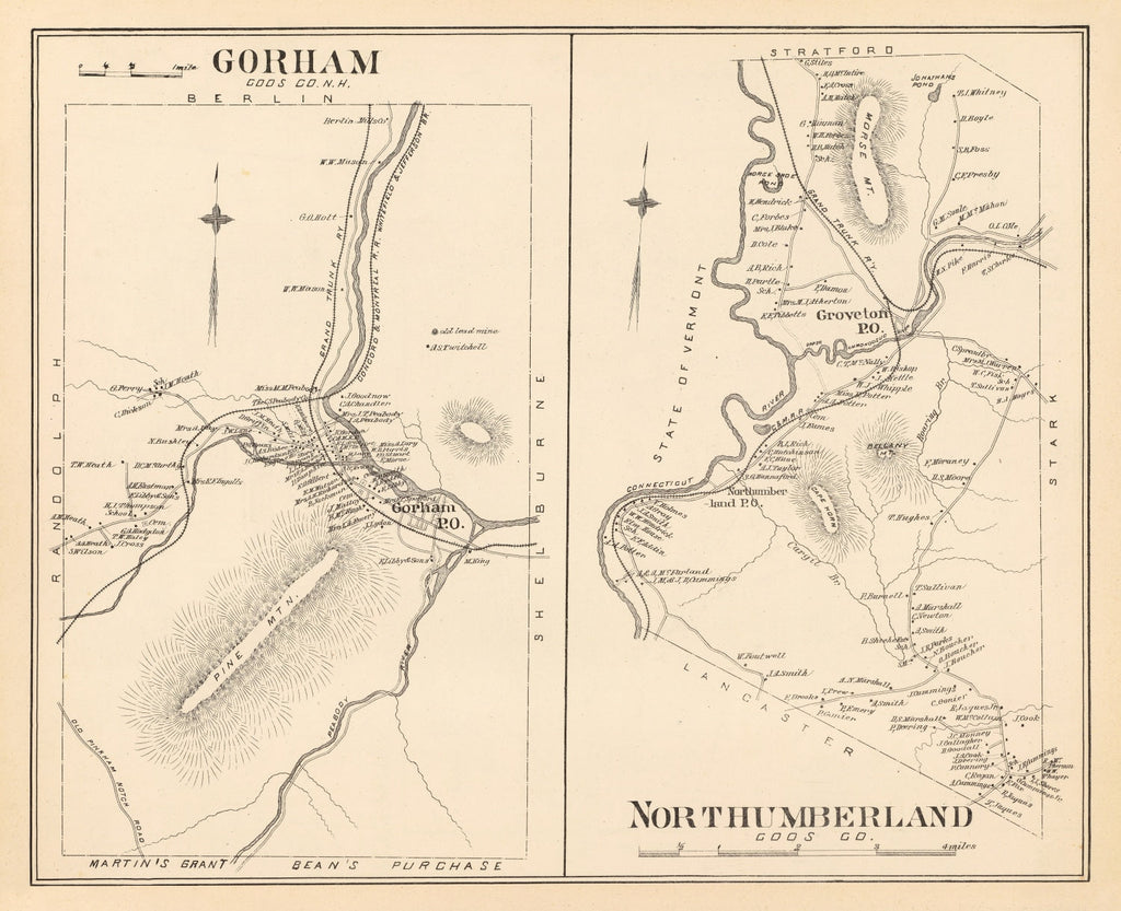 Vintage Map of Gorham, New Hampshire 1892