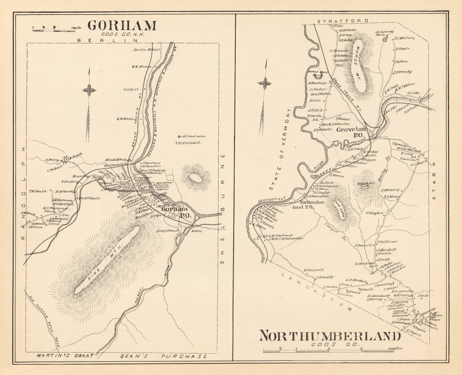 Vintage Map of Gorham, New Hampshire 1892