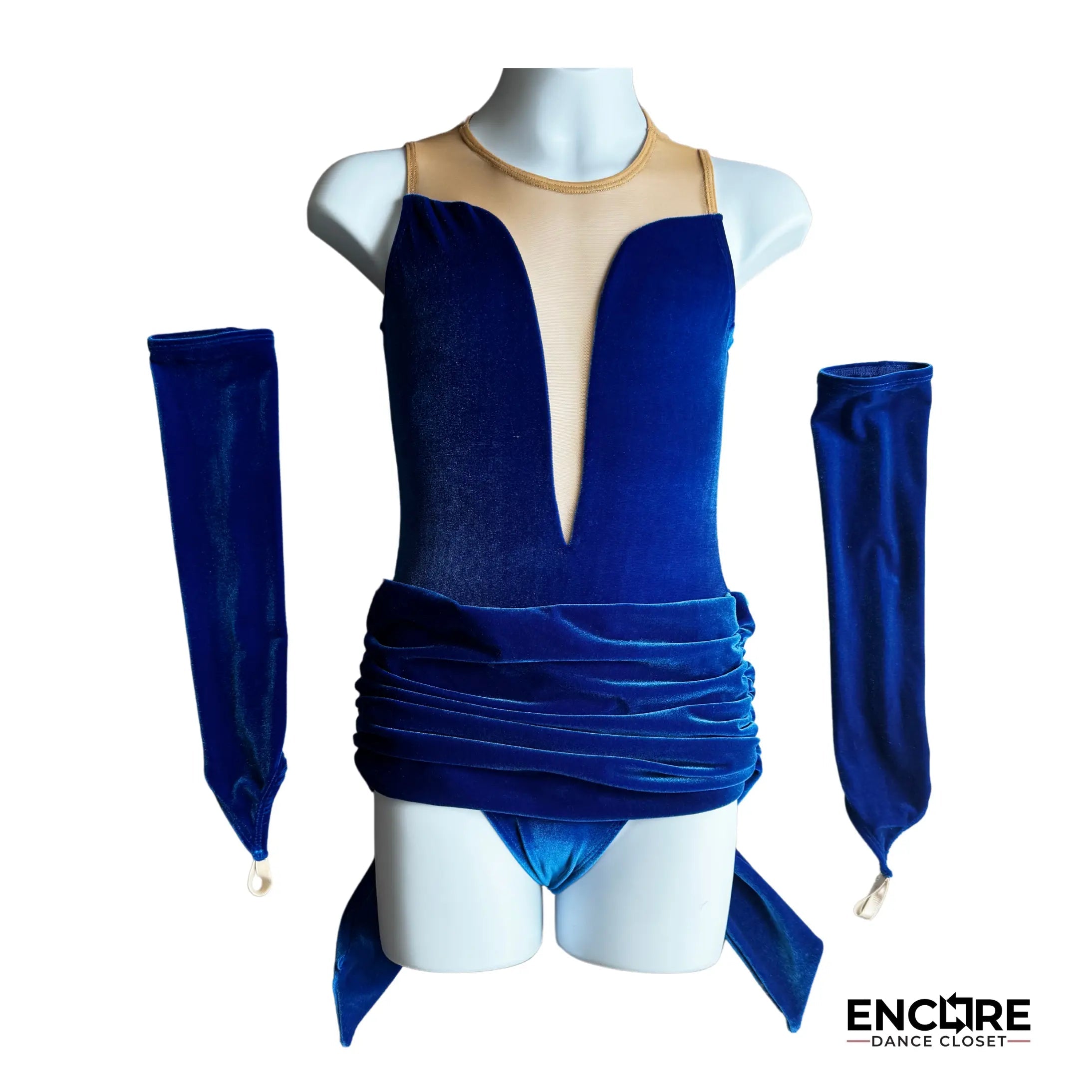 Royal Blue Velvet Leo with Mesh and Bow Detail 3