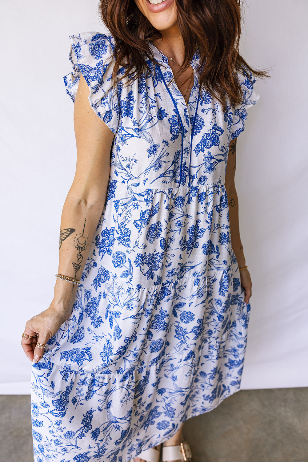 Floral Ruffle Tiered Midi Dress