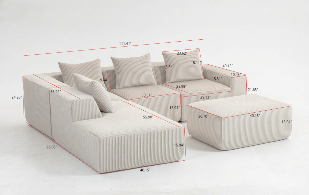 Multi person modular compression sofa that can be freely combined-33005-5