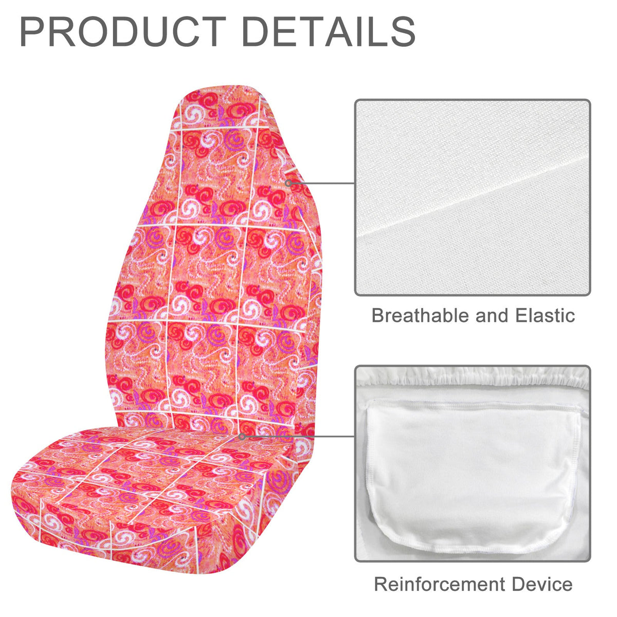 Orange Swirl Design Car Seat Covers (Set of 2) | Ships from USA