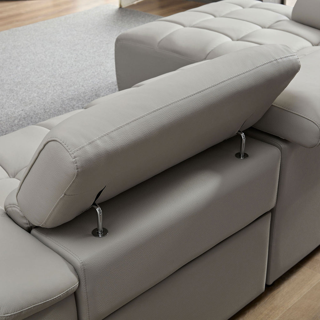 Wall-Hugger Reclining Sofa Modern Electric Control Genuine Leather L Shaped Couch,Lounge Seat Theater Seating Furniture with USB Port, Sofa with Headrest & Footrest for Living Room,Apartment,Office