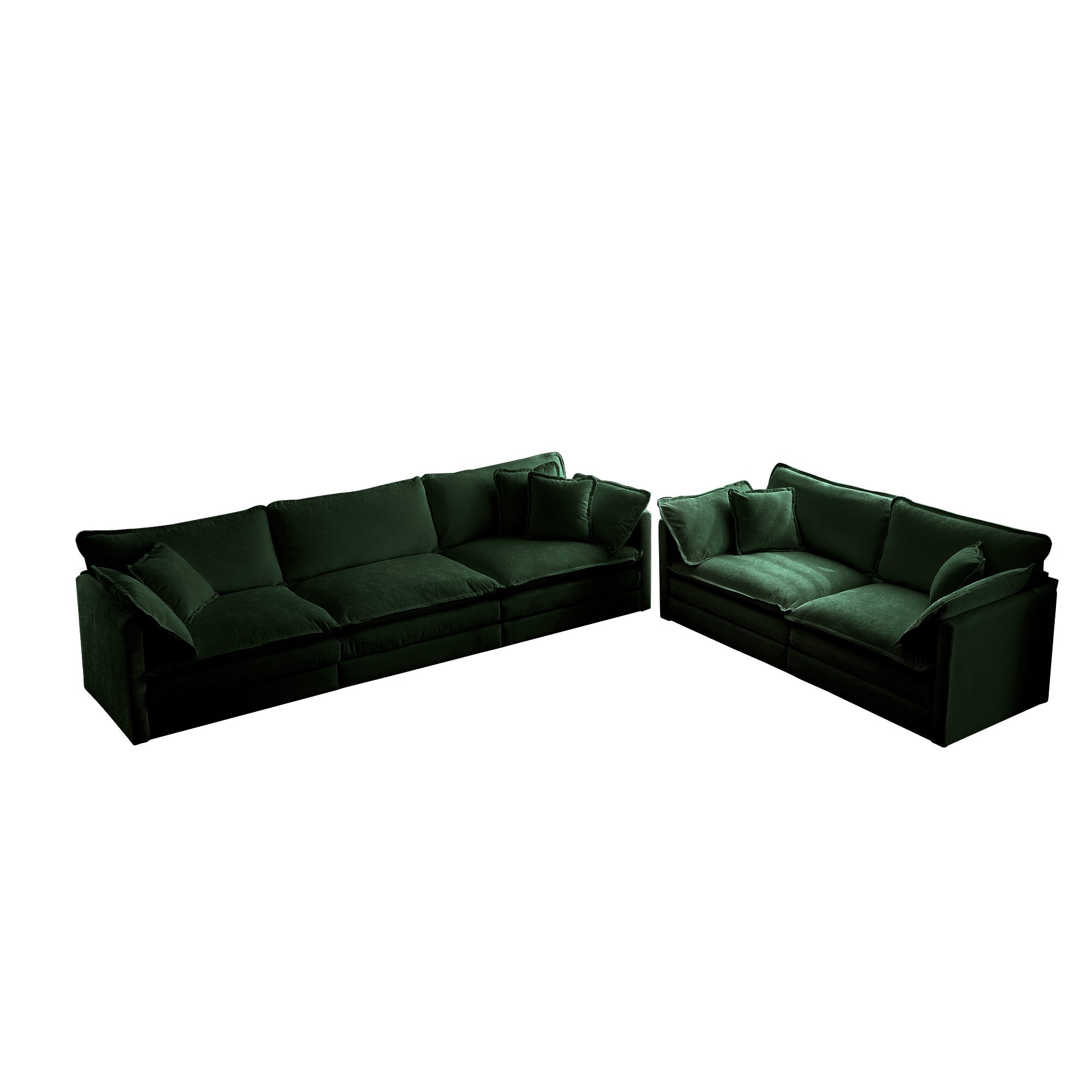 Modern Sofa Couch, 3 Piece Set Extra Deep Seat Sectional Sofa for Living Room, Oversized Sofa, 3 Seat Sofa, Loveseat and Single Sofa, Green Chenille
