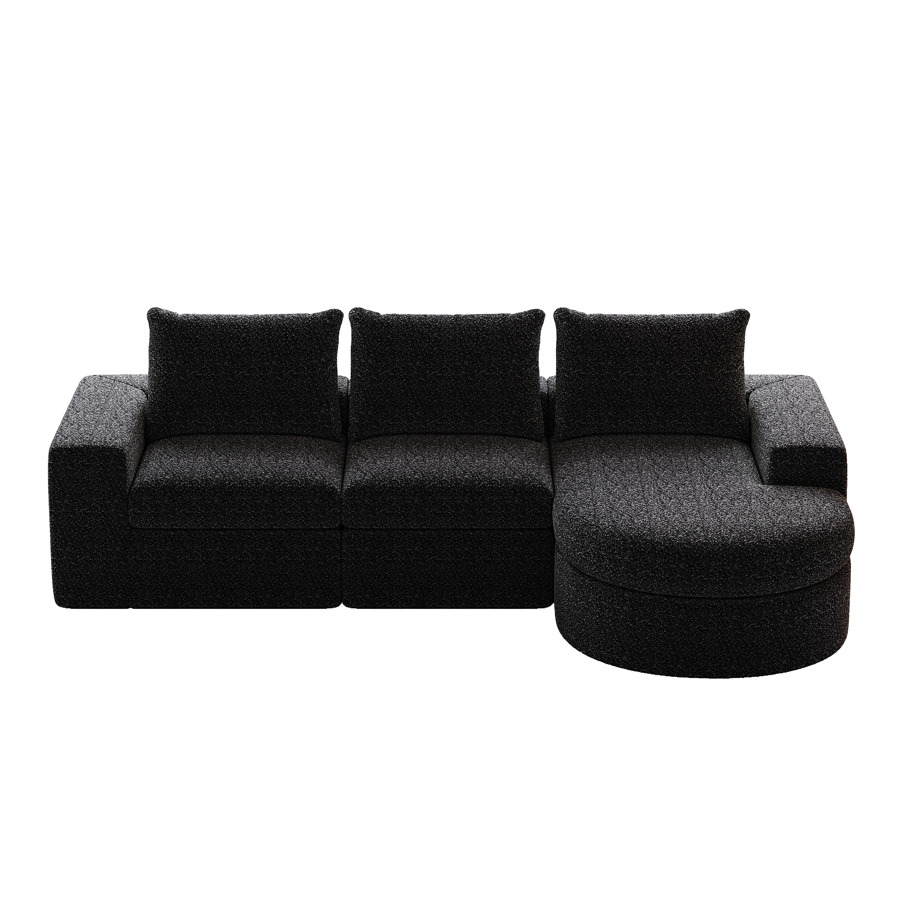 99-Inch Chenille Cloud Curved Sectional Sofa with Chaise, L-Shaped Modern Boneless Couch with Deep Seats, Chenille Sectional Sofa for Living Room and Bedroom, No Assembly Required