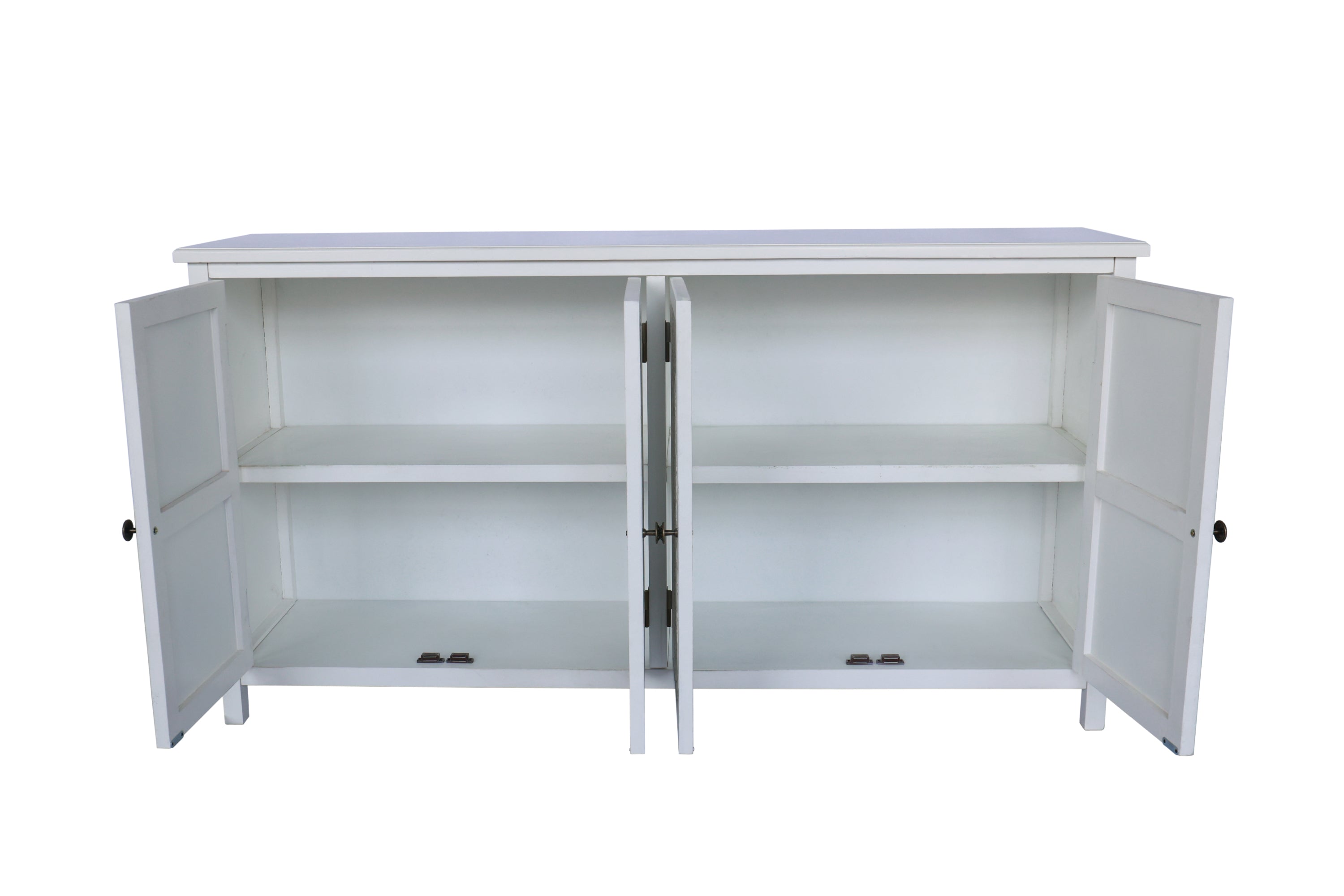 60'White Accent Cabinet with 4 Doors, Rustic Wood Sideboard Pantry Cabinet - Versatile Buffet Cabinet with Storage for Home Decor and Organization chic cabinet