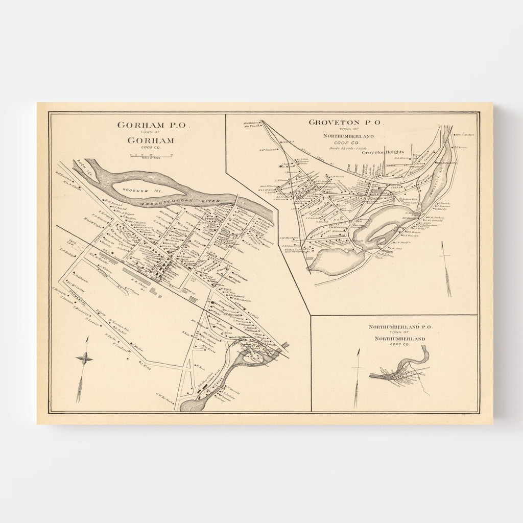 Vintage Map of Gorham, New Hampshire 1892