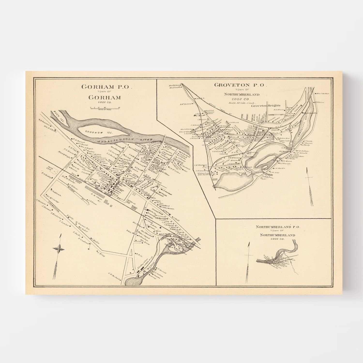 Vintage Map of Gorham, New Hampshire 1892