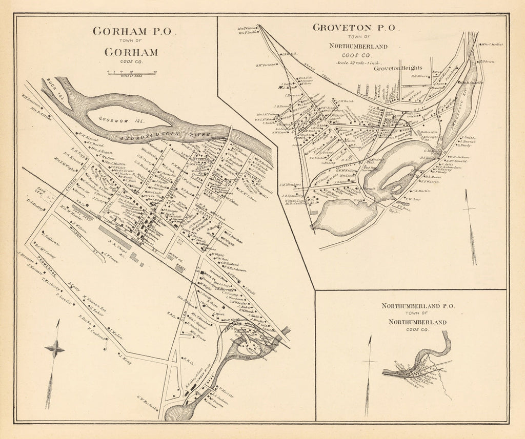 Vintage Map of Gorham, New Hampshire 1892