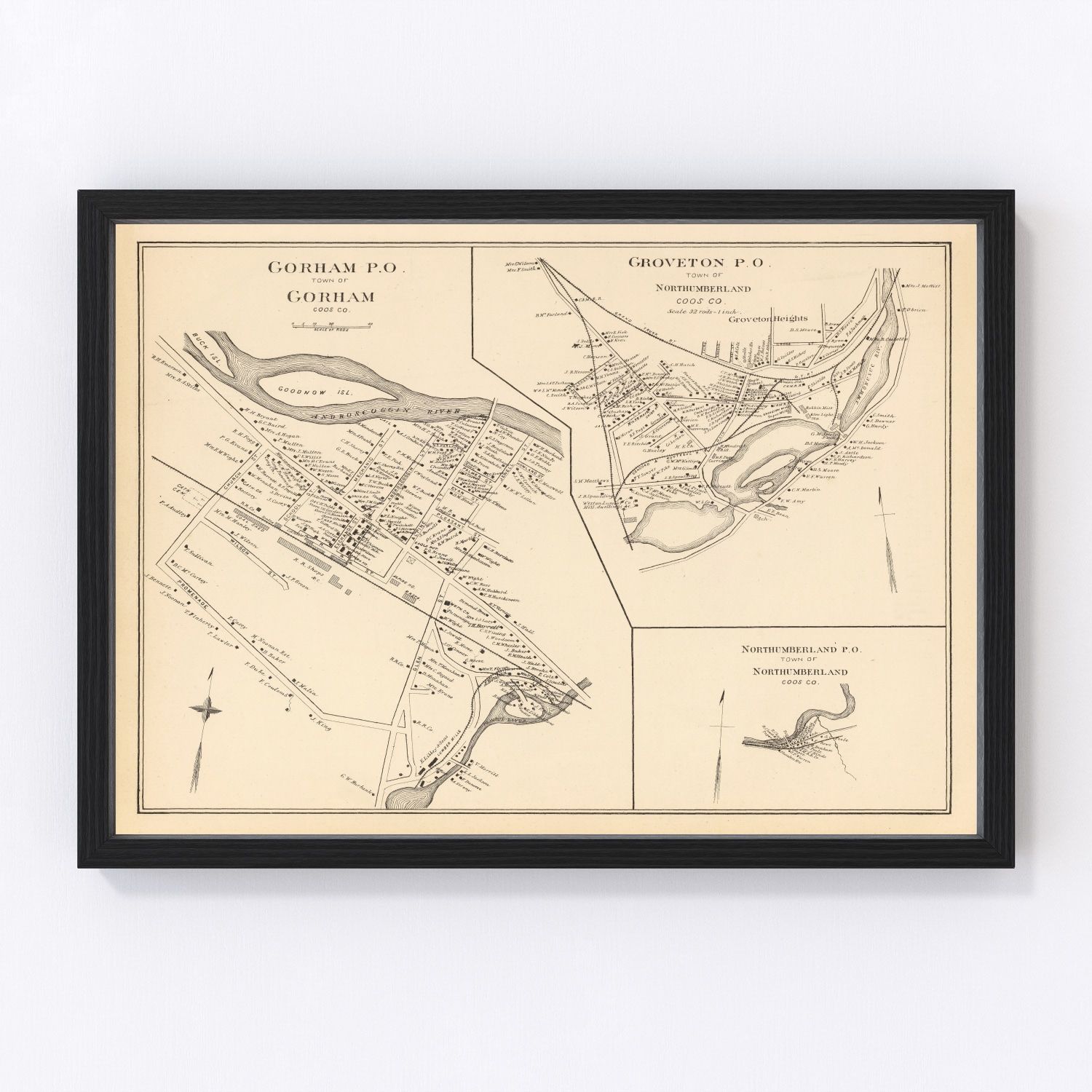 Vintage Map of Gorham, New Hampshire 1892