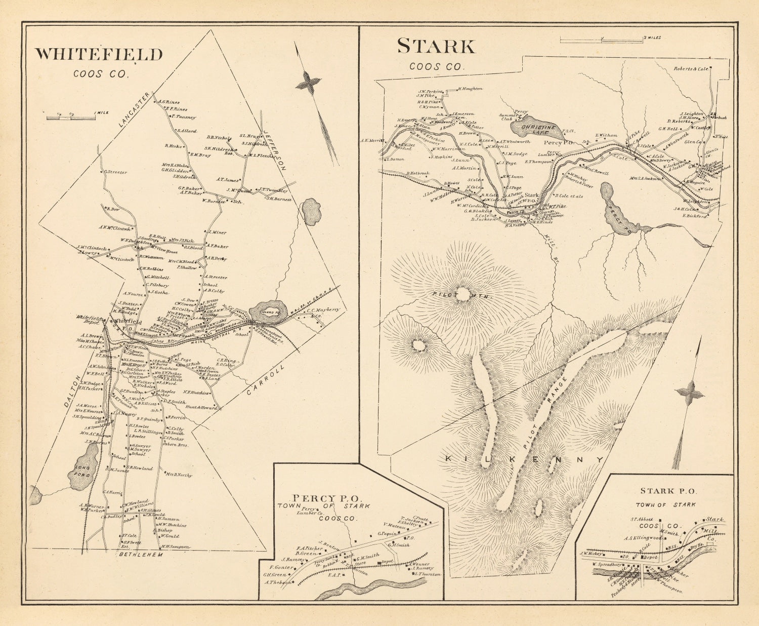 Vintage Map of Stark, New Hampshire 1892