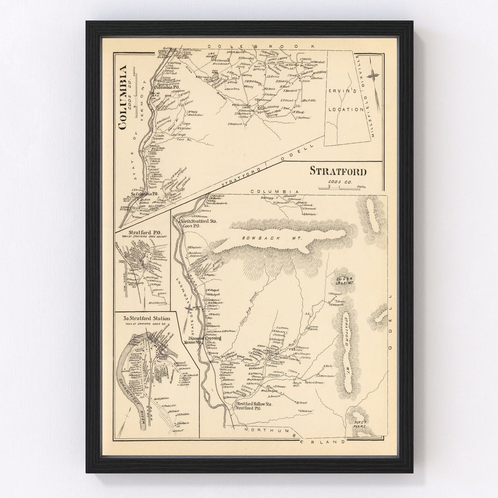 Vintage Map of Columbia, New Hampshire 1892