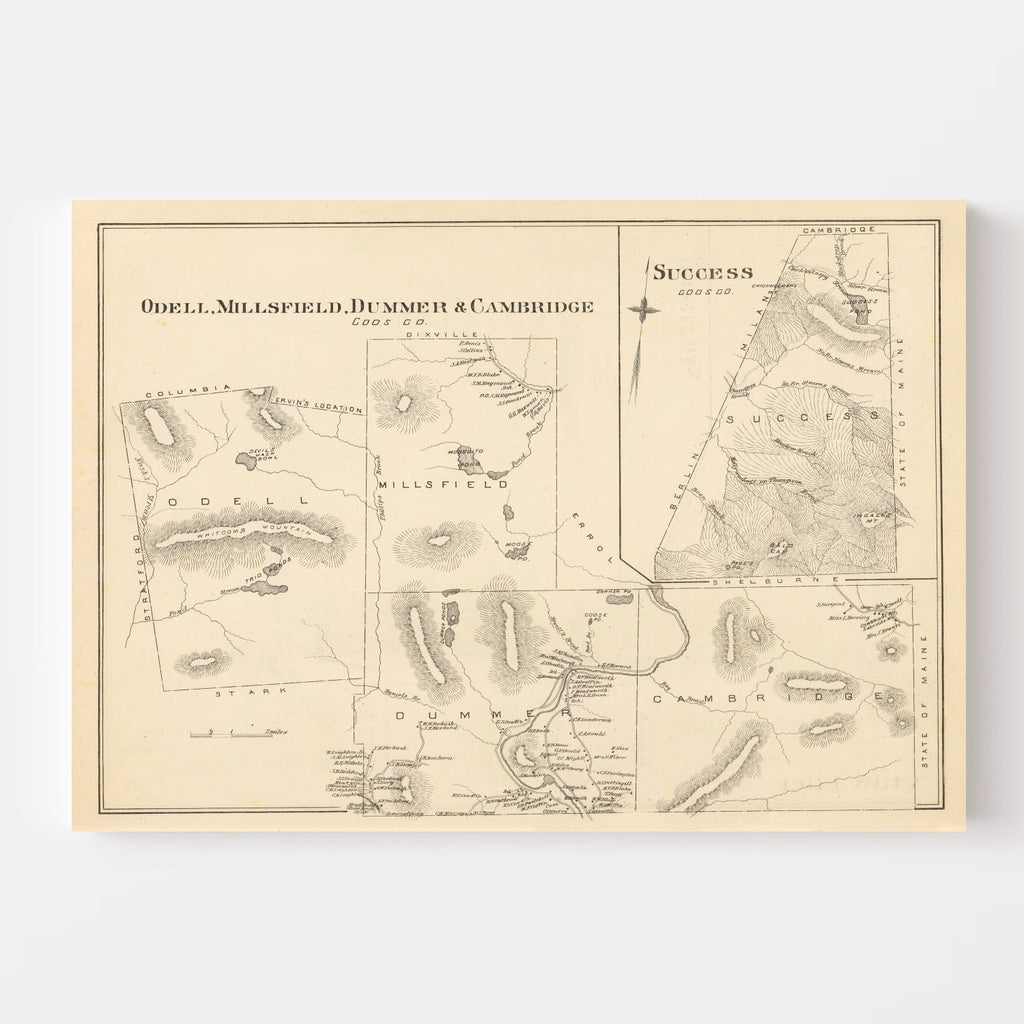 Vintage Map of Millsfield, New Hampshire 1892