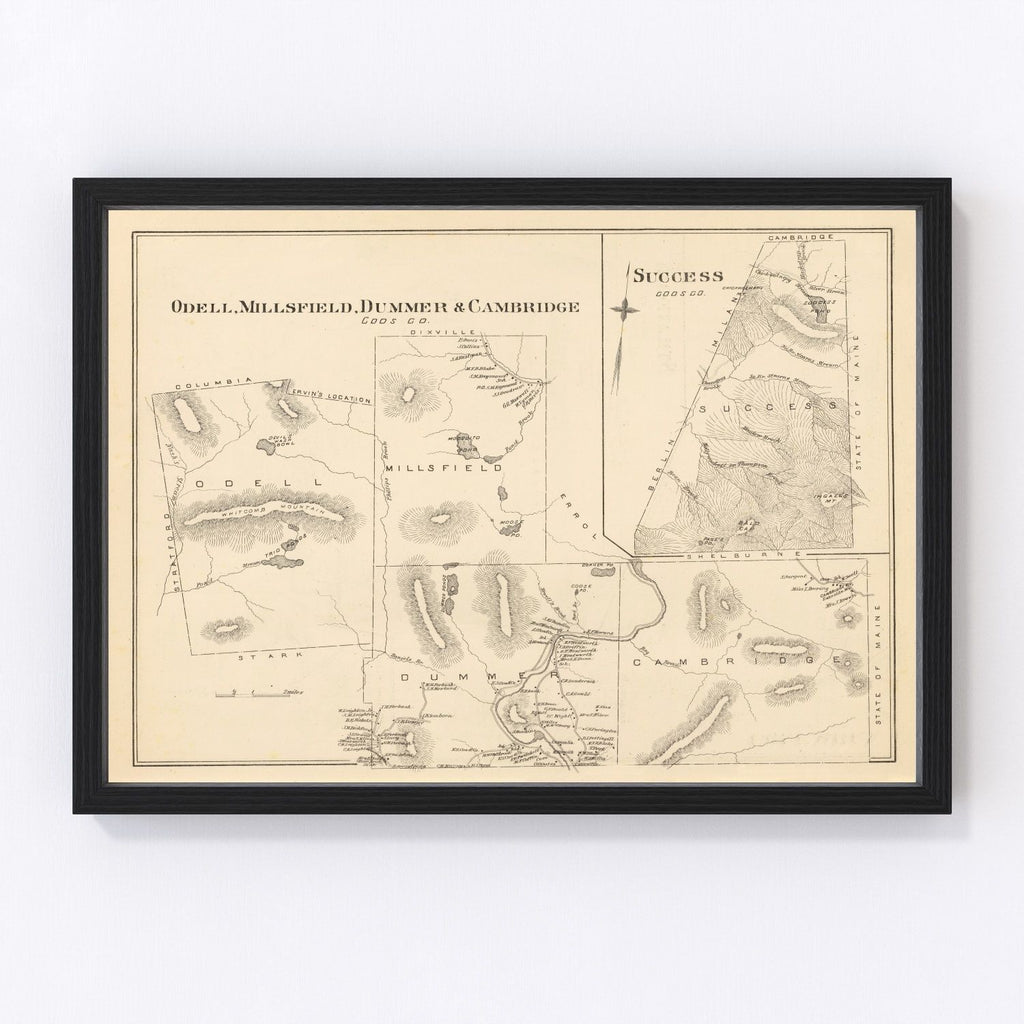Vintage Map of Millsfield, New Hampshire 1892