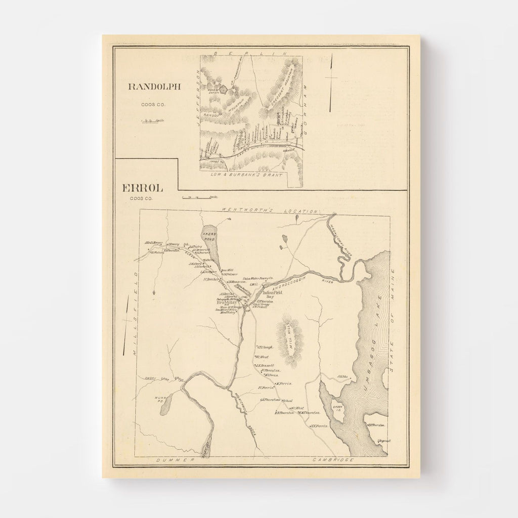Vintage Map of Errol, New Hampshire 1892
