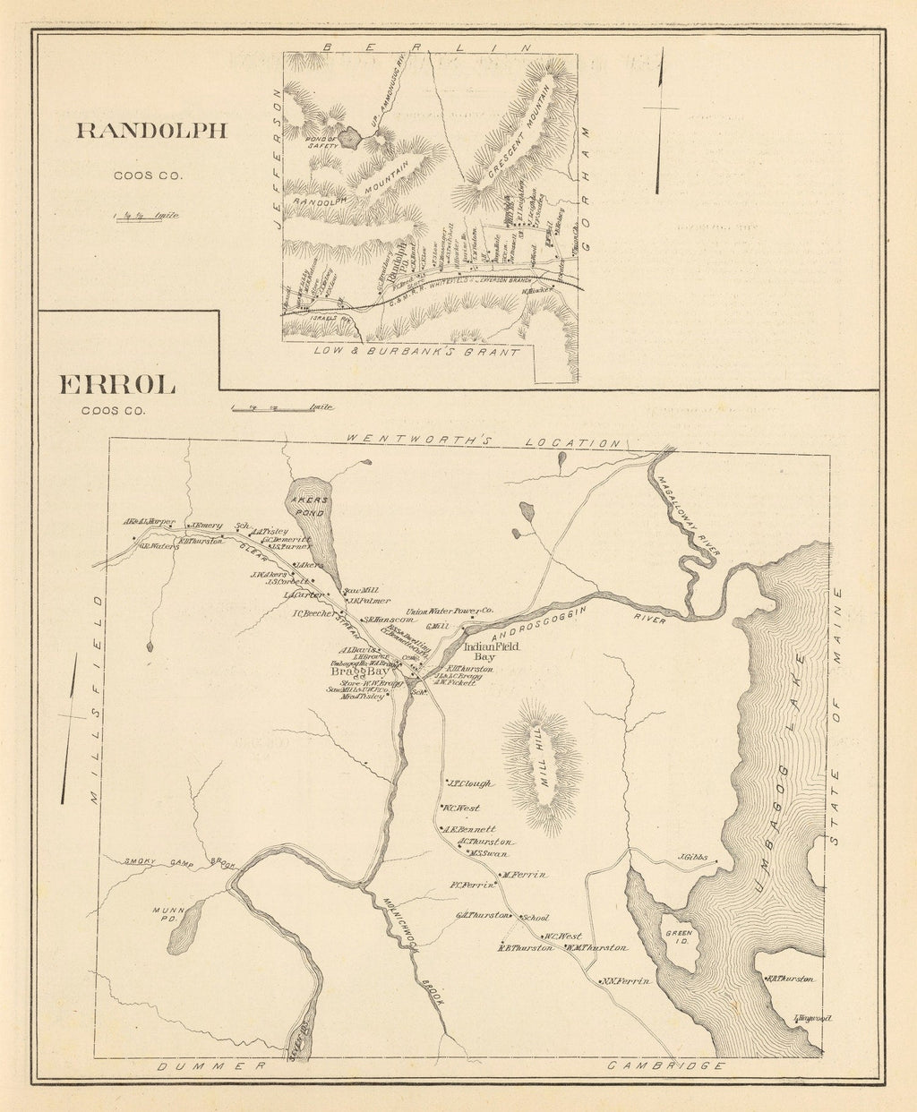 Vintage Map of Errol, New Hampshire 1892