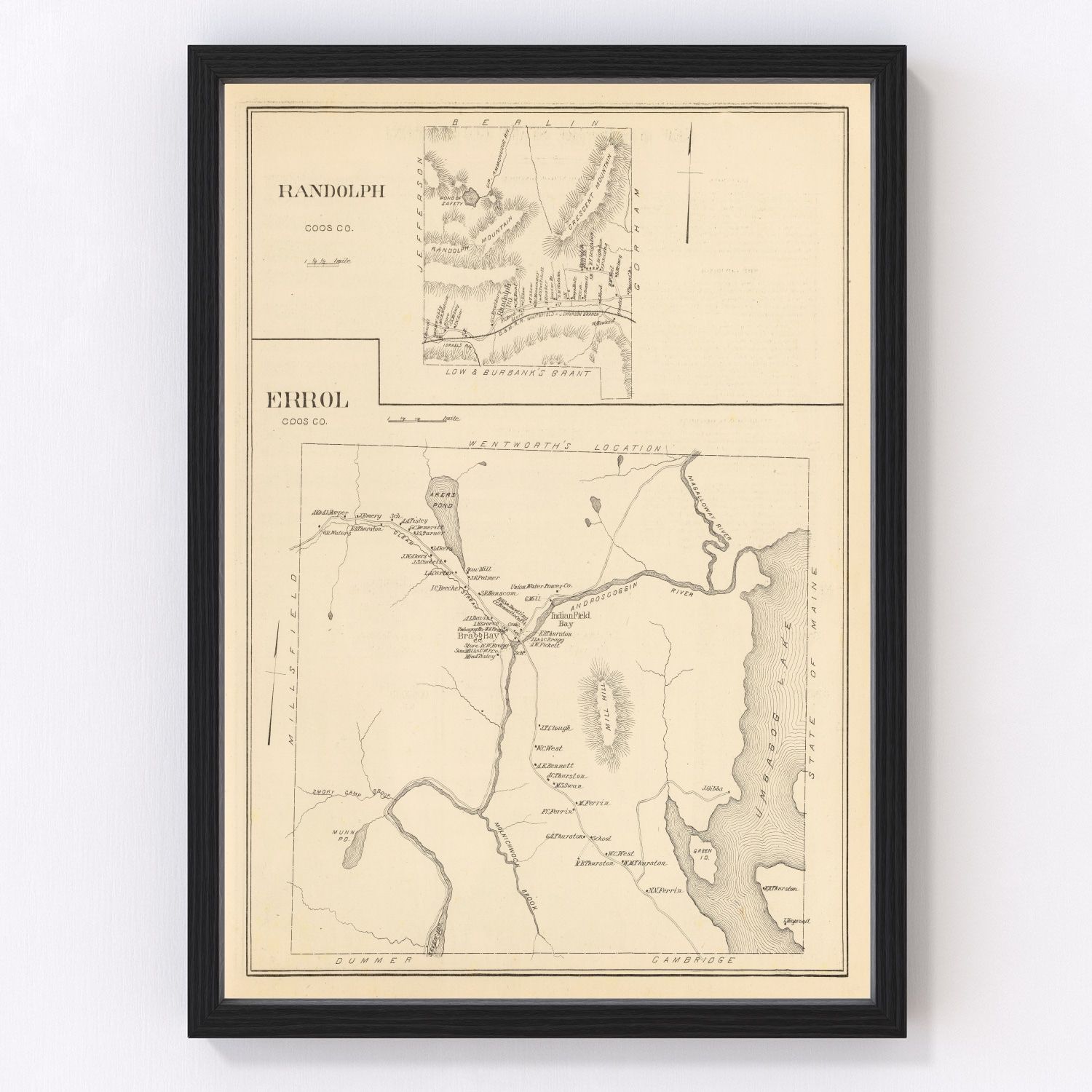 Vintage Map of Errol, New Hampshire 1892